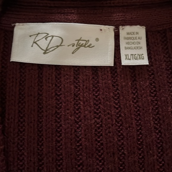 RD Style Candise Button Cuff Duster Cardigan, Bugandy, Size XL - Picture 4 of 4